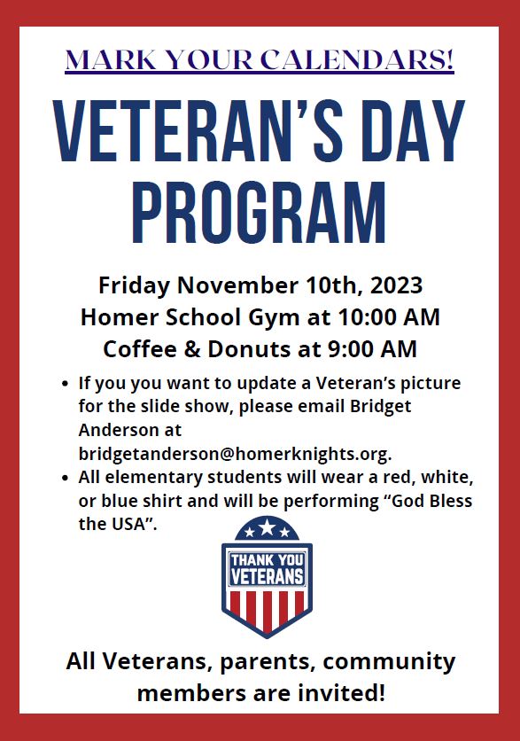 Homer Community Schools Veteran's Day Program